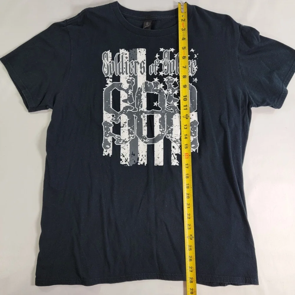 Soldiers of Solace SOS Indie Local Metal Band Anvil US Flag Shirt Sz L EUC Rare - Picture 6 of 6